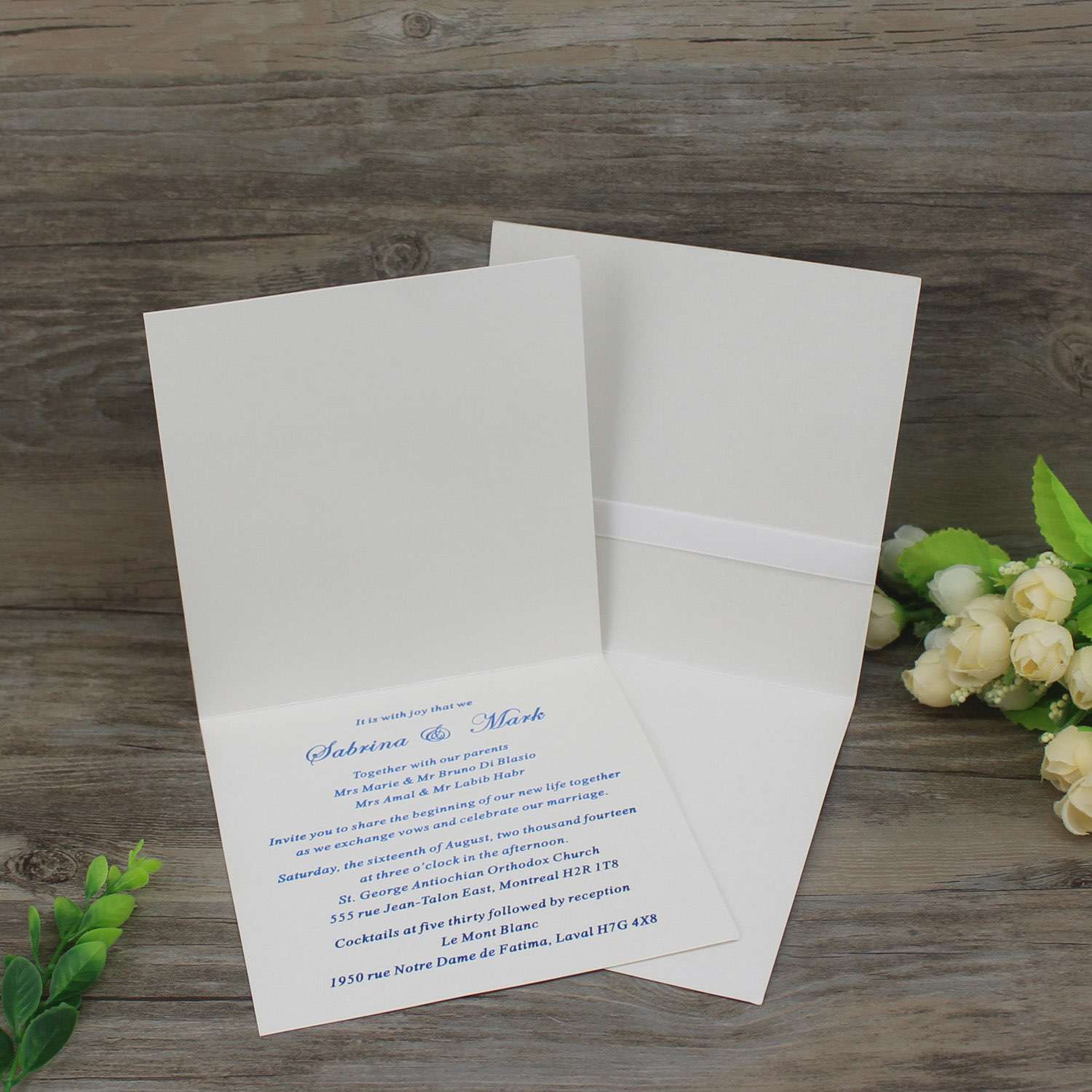 Half Fold Flocked Invitation Card Wedding Card with Buckle Decoration Foiling Customized 